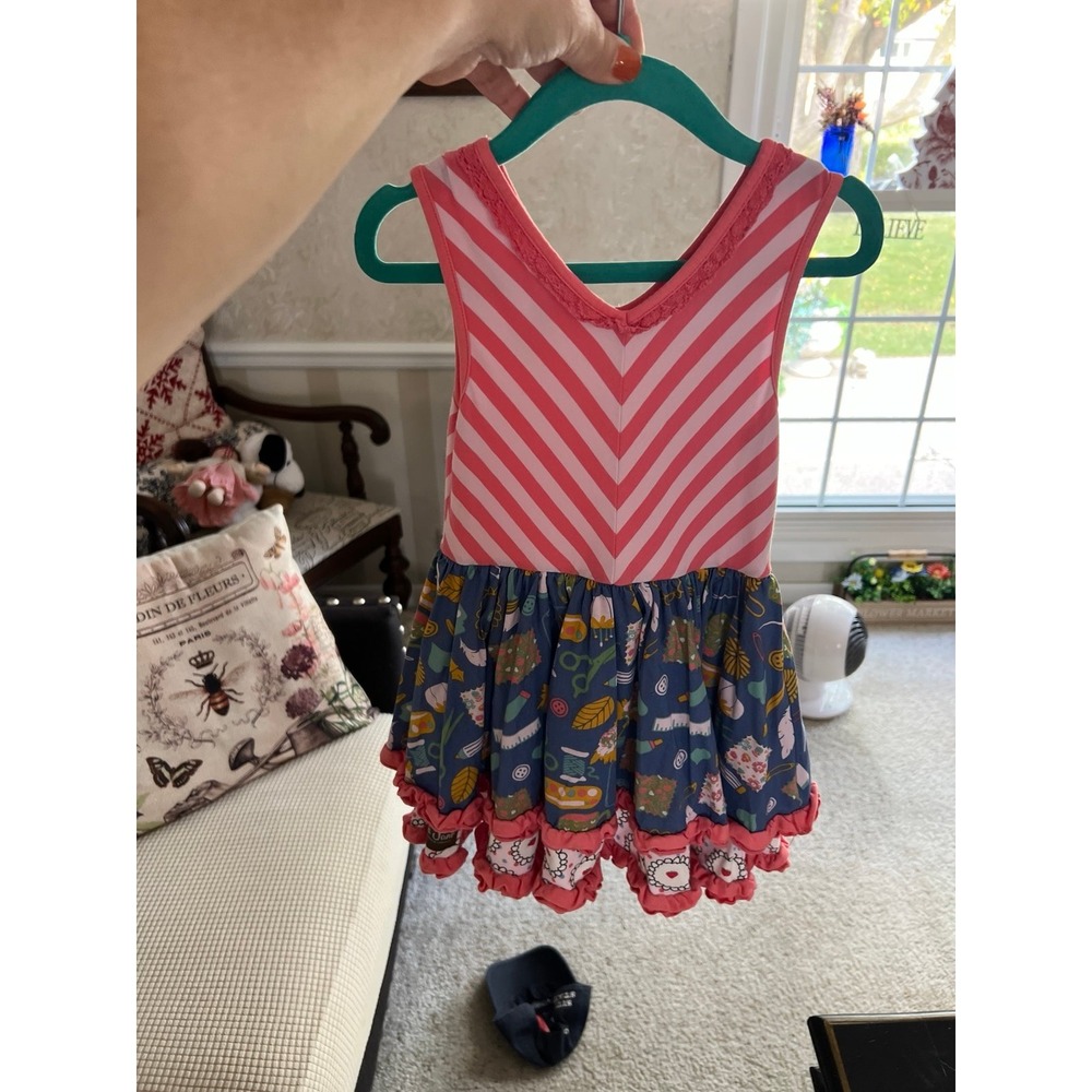 MATILDA JANE Boutique Girl's Work of Heart Twirl Strawberries Chevron Dress 4